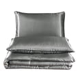 thumbnail image 2 of Holawakaka Luxurious Solid Satin Silk Like comforter Set Ultra Soft Silky Quilt Breathable Bedding Bed-in-A-Bag Queen Size (grey), 2 of 5