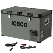 ICECO VL60 60 Liters Dual Zone Portable Refrigerator, Platinum Compact Refrigerator, 12v Freezer Fridge, with Insulated Cover