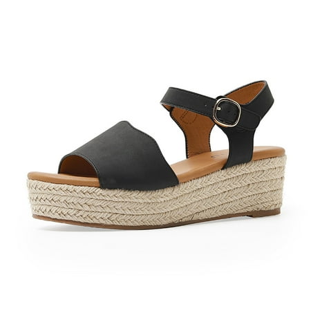 

OAVQHLG3B Women s Summer Trendy Platform Snadals Straw Shoes Platform Open Toe Anti-Slip Temperament Wedge Sandals
