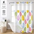thumbnail image 3 of MIZHONA Easter Eggs Shower Curtain with Snap in Liner,Colorful Eggs No Hooks Fabric Bath Curtain,71"× 71", 3 of 6