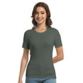 thumbnail image 5 of Womens Scoop Neck T Shirts Basic Ribbed Tees Fitted Tshirt Plain Short Sleeve Tops Casual, 5 of 6