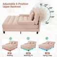 thumbnail image 3 of Oversized Chaise Lounge Chair Indoor, 57" W Chenille Upholstered Sofa Bed with Adjustable Backrest & LED Light Strip, Comfy Deep Seat Sleeper Couch Reading Chairs, for Living Room, Pink, 3 of 9