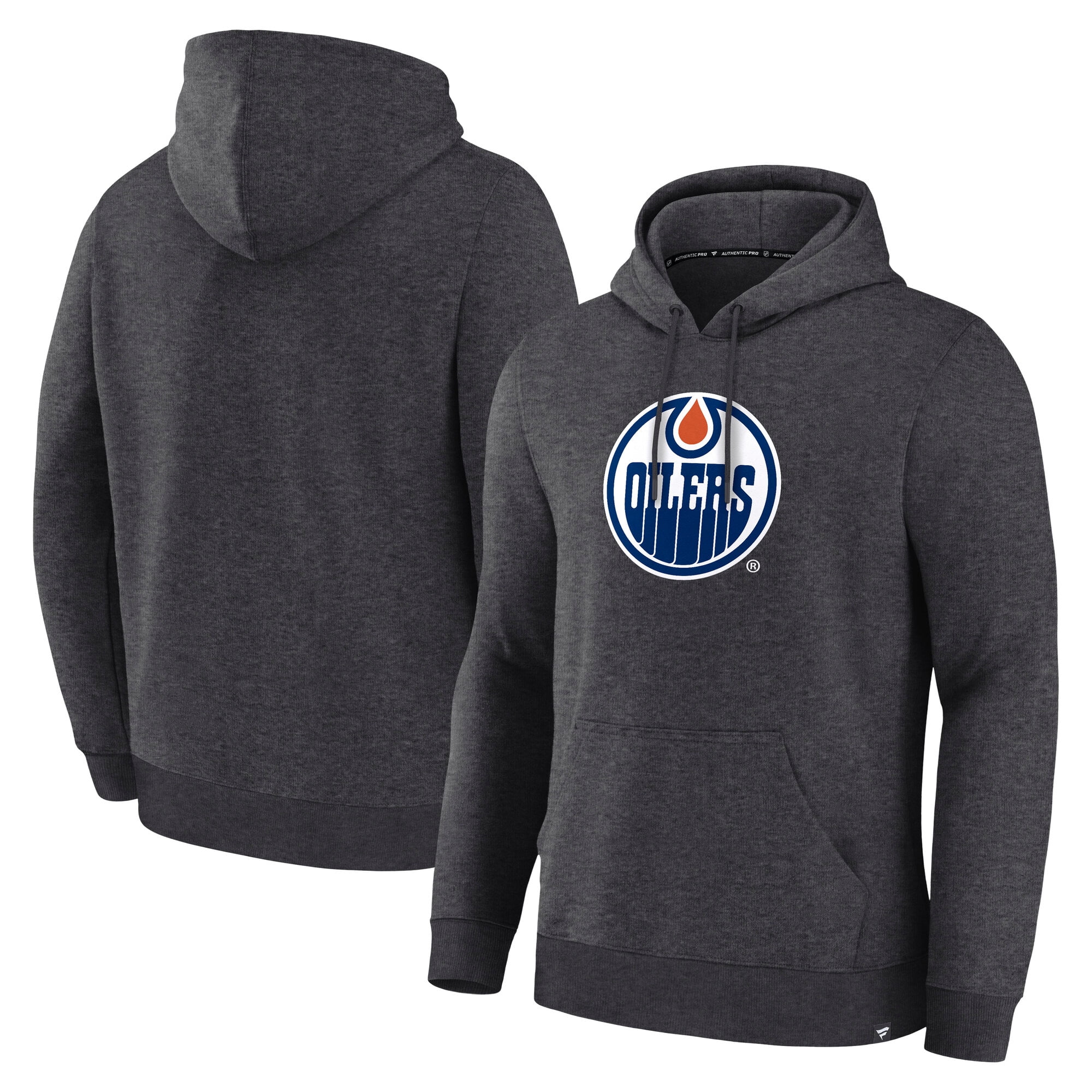 Men's Fanatics Heather Charcoal Edmonton Oilers Essential Hoodie