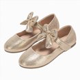 thumbnail image 4 of KPOPLK Girls Mary Jane Glitter Shoes Low Heel Princess Dress Shoes,Toddler Little Girls Bowknot Flower Girl Wedding Party Dress Pump Shoes Size 2,Gold, 4 of 6