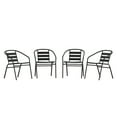 thumbnail image 2 of BizChair Set of 4 Commercial Metal Indoor-Outdoor Restaurant Stack Chairs with Triple Slat Faux Teak Backs, Black, 2 of 12