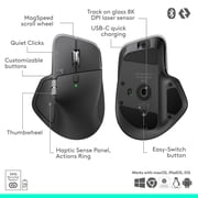 Logitech MX Master 4 for Business, Wireless Mouse with Quiet Clicks, 8K DPI, MagSpeed Scrolling, Logi Bolt Receiver, Bluetooth, Actions Ring, Haptics, USB-C Charging - Graphite - Darkfield - Wirele...