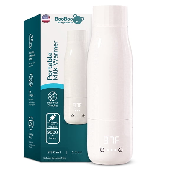 Booboo Baby Portable Milk Bottle Warmer for Travel | Fast Heating for Breast Milk, Formula Milk & Water | Large Capacity, Long Battery Life - Ideal for Cars, Planes & On-The-Go