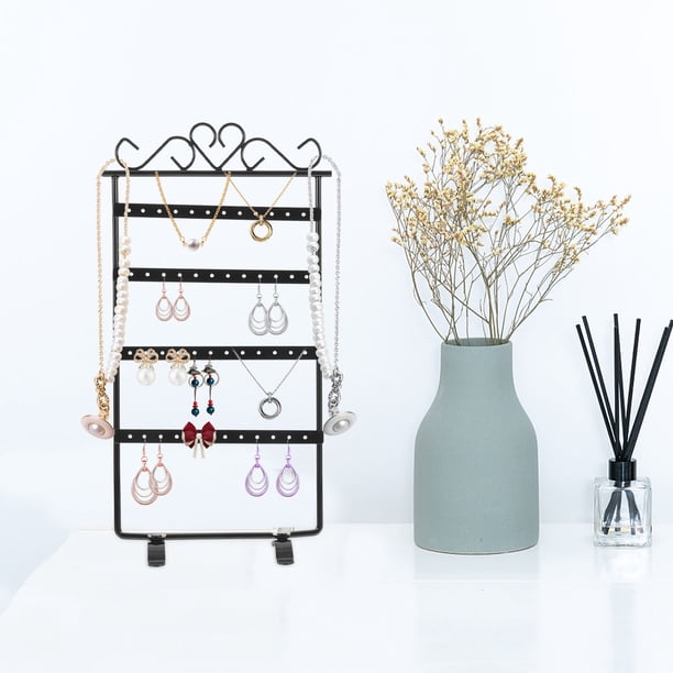 unbranded Organizador De Joyería Negro De Hierro Para Exhibir Y Almacenar Aretes Con Estilo