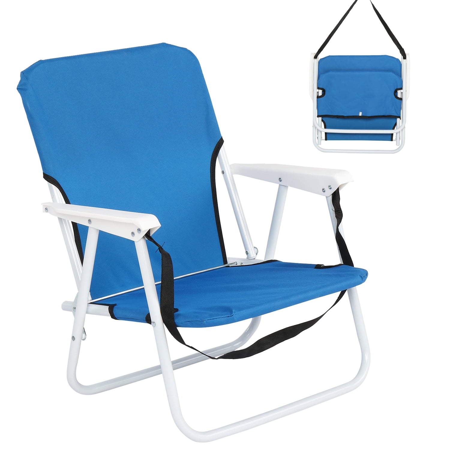 Folding Backpack Beach Chair Back Chair Support 220 LBS with Arm and