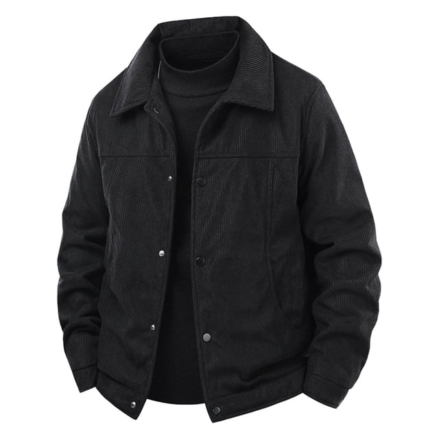 Gpaecead Corduroy Coat Men's Solid Color Long Sleeved Lapel Button Cardigan With Thick Corduroy Fleece Jacket