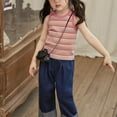 thumbnail image 4 of YABCSAZ Toddler Baby Girls Tank Tops Sleeveless Round Neck Striped Tops Summer Casual Loose Fit T-Shirts Newborn Kids Clothes Size 7-8 Years, 4 of 7