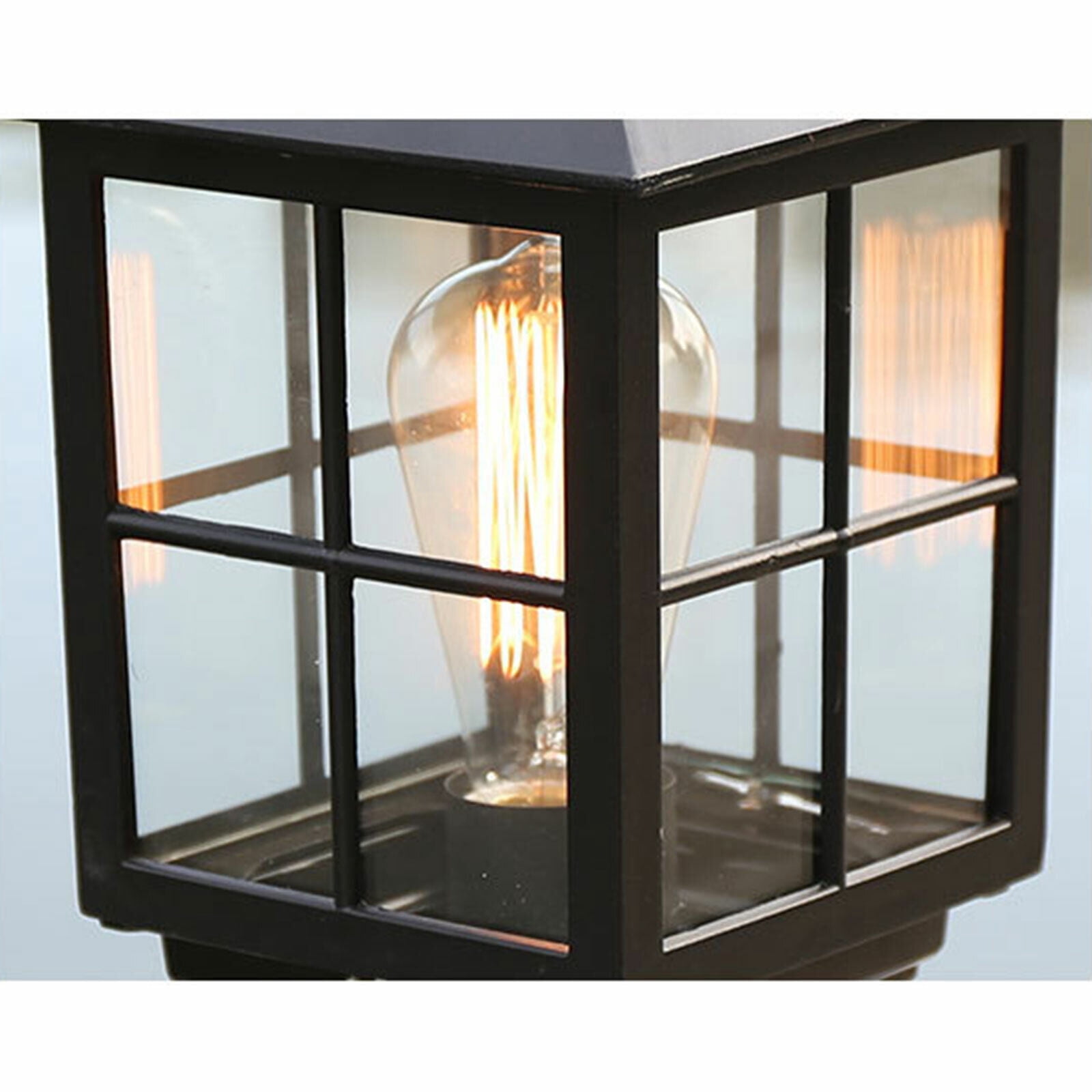 HOHOBLA Outdoor Post Light Vintage Black Lantern Garden Fence Pillar Lamp Waterproof