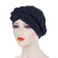 thumbnail image 1 of Turban Mode Couleur Unie Tressé pour Femmes Musulmanes Bonnet Chimio Couvre-Chef, 1 of 9