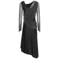 thumbnail image 4 of Sholeno Lyrical Dance Dress for Women V-neck Long See-through Sleeves Rhinestone Modern Contemporary Black XL, 4 of 7