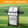 thumbnail image 6 of 3-Burner Propane Gas Grill with 2 Foldable Side Tables, 30,000 BTU Outdoor BBQ Stainless Steel Grill with Porcelain-Enameled Cast Iron Grates and Thermometer, Easy Assembly for Patio, Backyard BBQ, 6 of 7