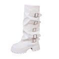 thumbnail image 3 of Willtoo Boots for Women Multi-Buckle Slouchy Mid Calf Platform Boots, Faux Leather Ruched Lug Sole Chunky Heel Walking Shoes, Round Toe Fashion Fall Winter Boots, 3 of 6