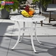 thumbnail image 2 of Hassch Aluminum Patio Table with Phoenix Motif, 23.6" Round Outdoor Bistro Table with Umbrella Hole, Weather-Resistant for Garden, Balcony, or Poolside (White), 2 of 10