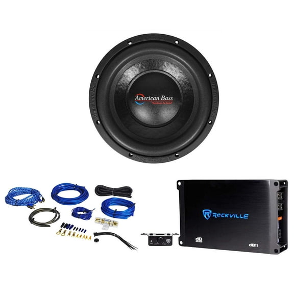 American Bass XO 1044 10" 600w Car Subwoofer 4-ohm Sub Mono Amplifier Amp Kit