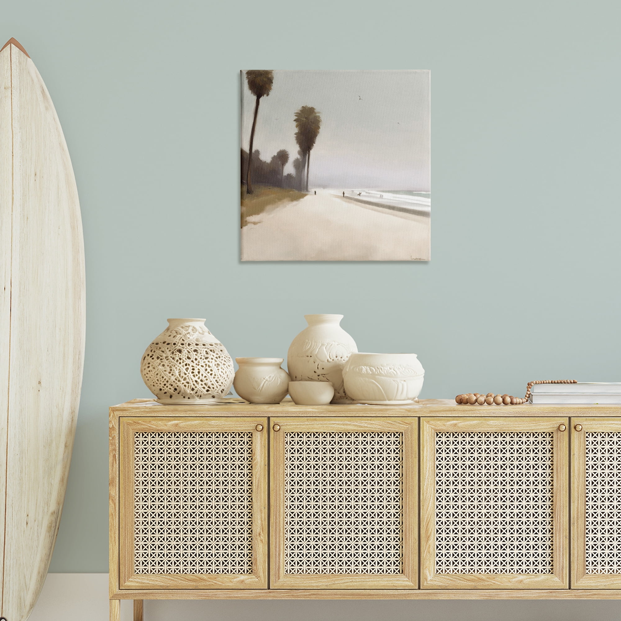 Stupell Industries Palm Lined Beach Landscape & Nature Painting Wrapped Canvas Art Print Wall Art, 30 x 30