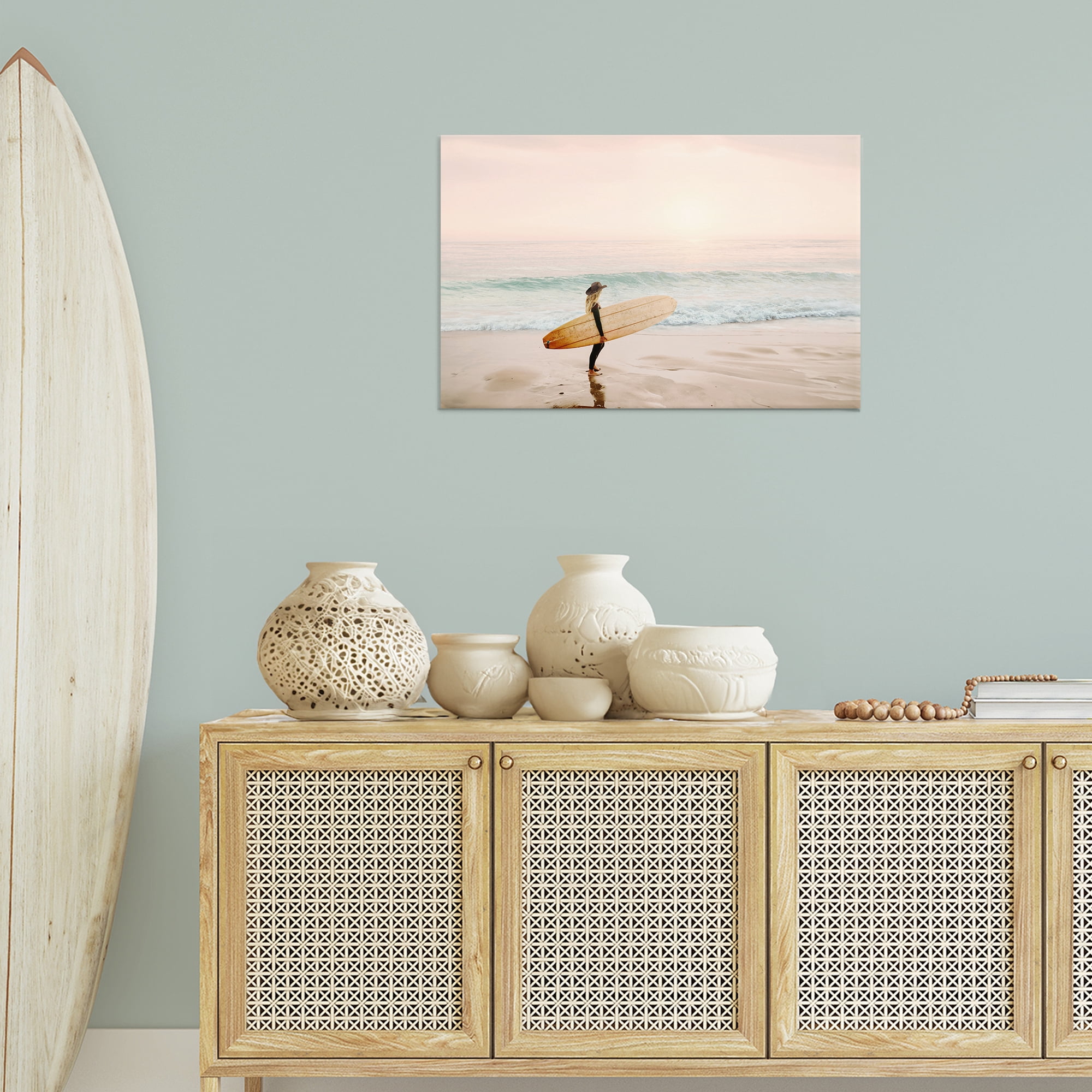 Stupell Industries Surfer Cowgirl on Beach Sports Photography Wrapped Canvas Art Print Wall Art, 30 x 20