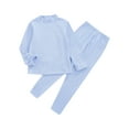 thumbnail image 5 of ZDHoor Kids Thermal Underwear Soft Long John Set Long Sleeve Base Layer Thermal Top with Leggings Light Blue 9-10, 5 of 6