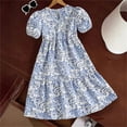thumbnail image 4 of HOMADLES Girls Teen Dresses Crewneck Ruffled Short Sleeve Stretch Fashion Breathable Casual Dress Light Blue 8 T, 4 of 6