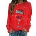 thumbnail image 1 of Pisexur Chandail en Molleton de Noël pour Femmes Sans Capuche Imprimé Graphique Vacances Col Rond Chandail en Molleton Ample Surdimensionné Automne Mode Décontracté Chandail-Over Manches Longues pour Femmes, 1 of 4