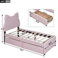 thumbnail image 6 of DreamBuck Bed Frame Twin Size, Upholstered Platform Bed Frame with 2 Drawers and Cartoon Ear Shaped Headboard for Bedroom, Wood Bed Frame for , Boys, Girls, No Box Spring Needed, Easy Assembly, 6 of 10