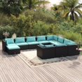 thumbnail image 1 of vidaXL 11 Piece Garden Lounge Set with Cushions Poly Rattan Black, 1 of 5