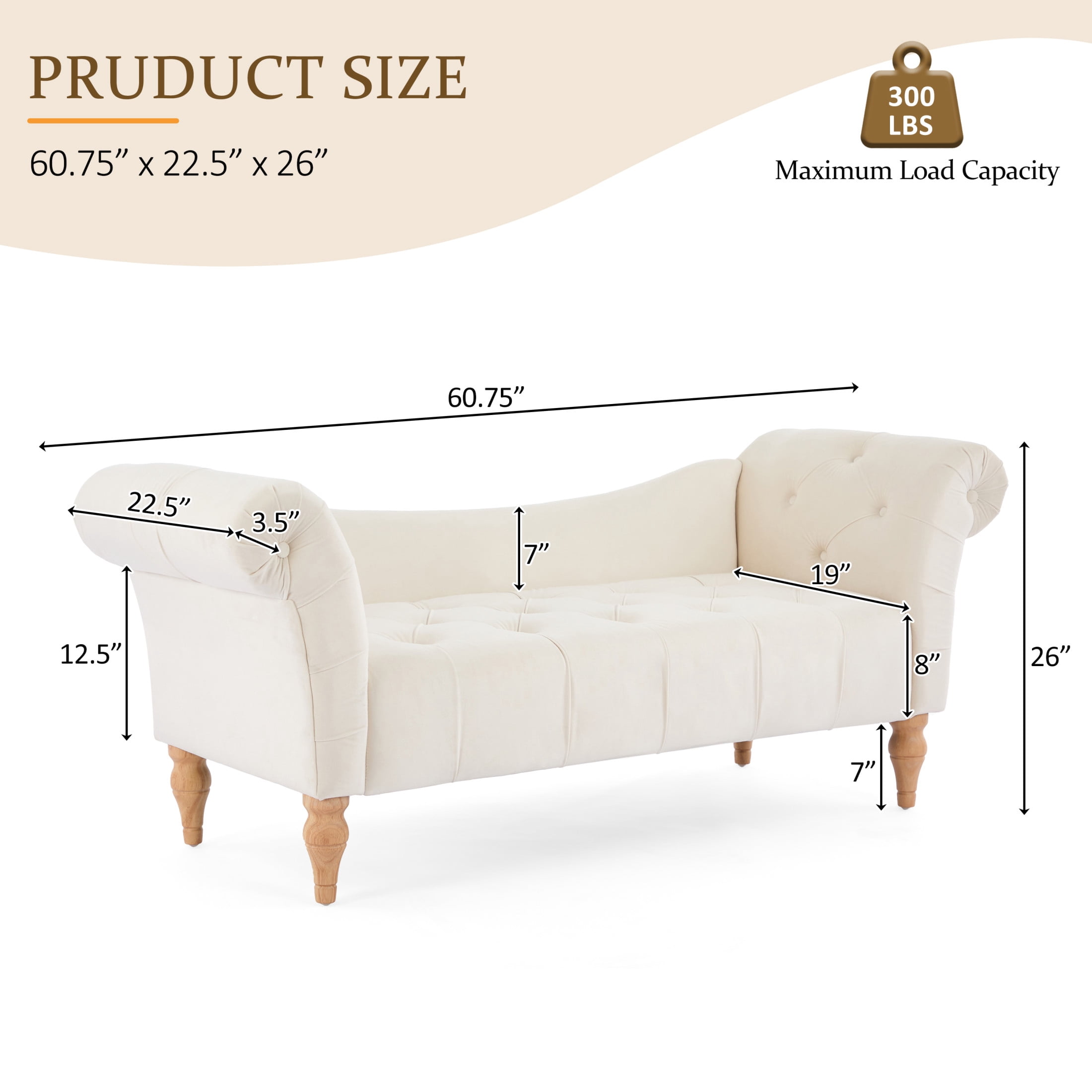 Christopher Knight Home 60.75" Vintage Velvet Upholstered Bench, Button Tufted Ottoman with Rolled Arms, Beige