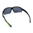 thumbnail image 7 of Xloop Mens Baseball Half Rim Rectangular Wrap Around Sport Plastic Sunglasses [Black Green Accent], 7 of 7
