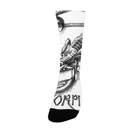 

Astrology Decorations Black And White Heraldry Zodiac Scorpio Image Graphic With Claws Stars Design Women s Custom Socks (Made In USA)