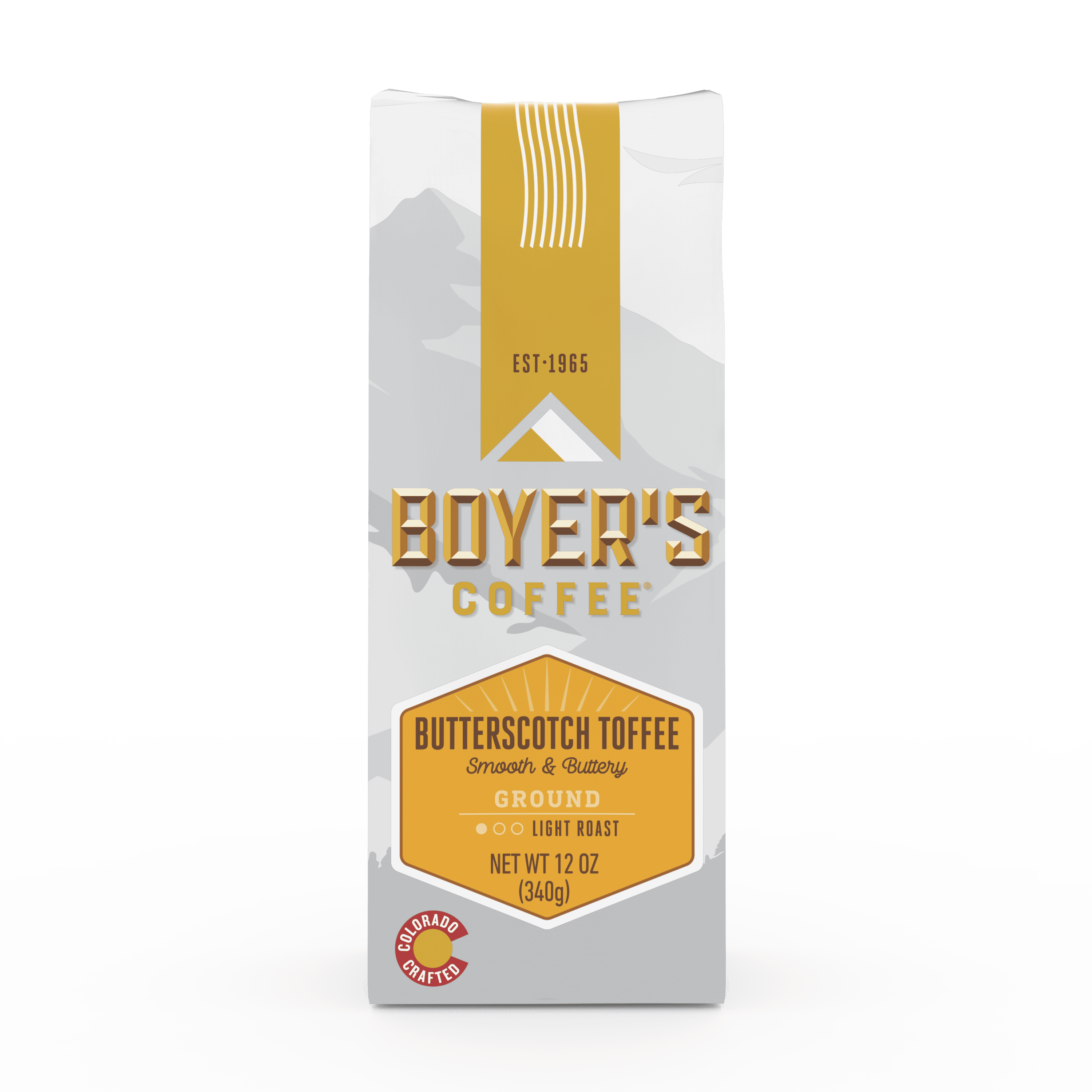 Boyer's Coffee Butterscotch Toffee, Ground Coffee, Light Roast, 12 Oz