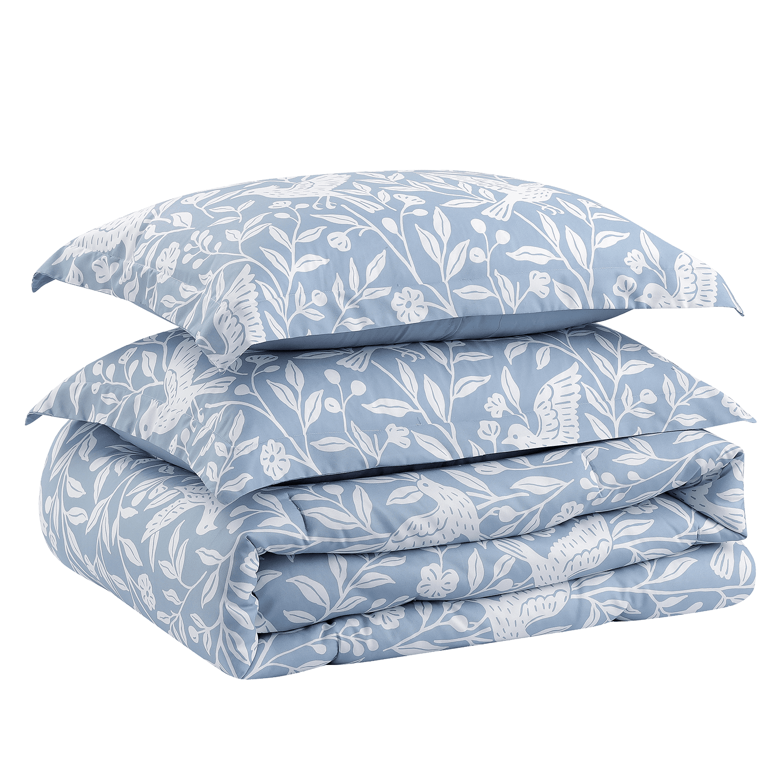 Notticasa 3-Piece Printed Comforter Sets,Blue,California King,Features a Floral and Peacebird Design, Including a Quilt Cover and Pillowcases