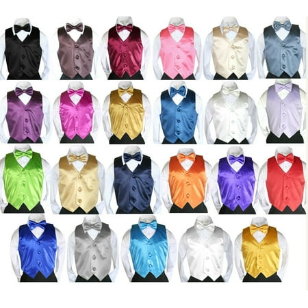 

2pc Formal Color Satin Bow Tie Vest Set Only Boy Baby Toddler Kids