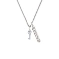 thumbnail image 2 of Delight Jewelry Silvertone Mini Open Peace Heart Key Silvertone Be Strong and Courageous Bar Charm Necklace, 23", 2 of 4