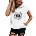 thumbnail image 1 of HUITKMM Sweat à Capuche pour Femmes Grande Taille Mode Lettre Manches Courtes Blouse Ample, 1 of 3