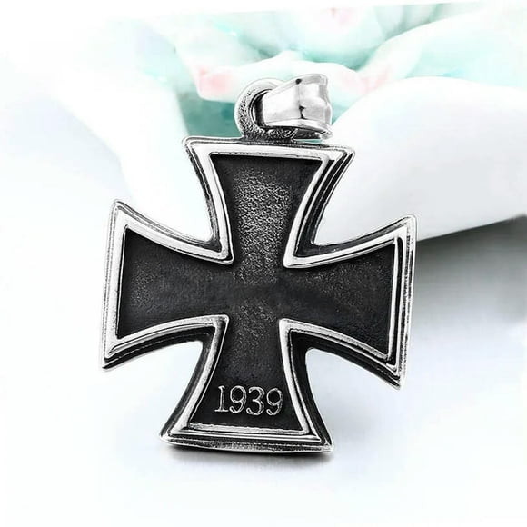 YOPTOP Mens Stainless Steel 1813 1939 WW2 German Iron Cross Pendant Necklace Men-default,none,none