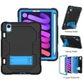 thumbnail image 3 of ELEHOLD Rugged Hybrid Case for iPad Mini 6 2021, Three-Layer Full Protection Hidden Kickstand Pencil Holder Shockproof Durable Case for iPad Mini 6th Gen (Black+Blue), 3 of 7