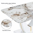 thumbnail image 4 of Sumdeal 71 in. White Glass Tabletop Marble Pattern Dining Set with 6 Dark Gray PU Chairs, 7 Piece, 4 of 8