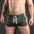 thumbnail image 2 of HKYNLAG Mens Mesh Workout Shorts Sexy Breathable Drawstring Side Stripe Running Shorts See Through Fitness Beach Shorts Green M, 2 of 6