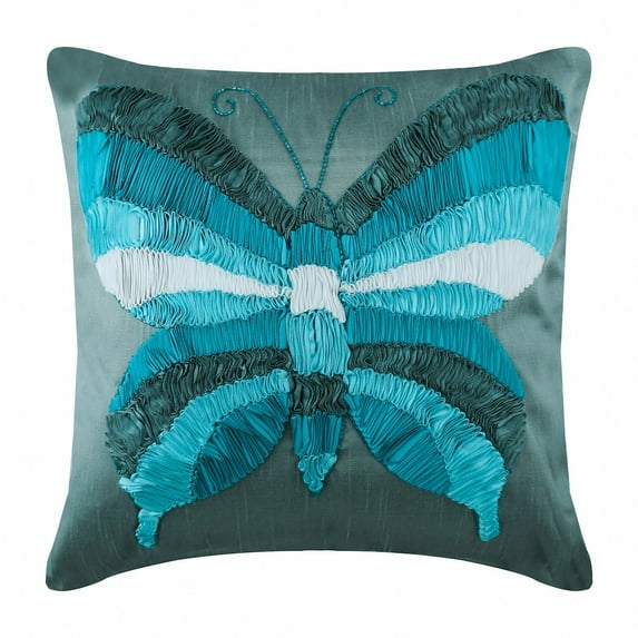 Toss Pillow Covers, Blue Pillow Cover, Multicolor Butterfly Ribbon Pillow Cover, 20x20 inch (50x50 cm) Pillow Cover, Floral Modern Cushion Cover, Square - Butterfly Dreams