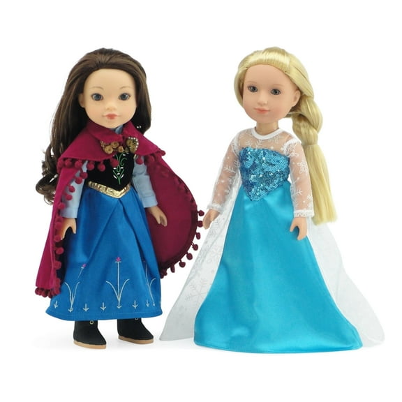 Emily Rose 14.5 Inch Fashion Doll Clothes 8 Piece 14" Doll Princess Elsa and Anna Frozen Inspired Outfit Set, Including shoes!