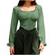thumbnail image 3 of Tops sin mangas,Blusa renacentista con hombros descubiertos para mujer, manga larga fruncida con estilo corsé, 100 % poliéster, para uso diario y fiestas, sopatenor, 3 of 9