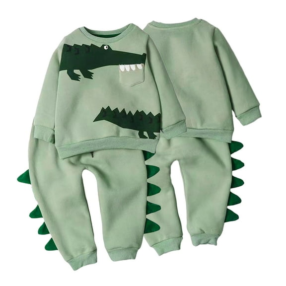 KYAIGUO 2-8T Girls Boys Winter Sweatsuit Outfits 2PCS Kids Long Sleeve Fleece Casual Clothing Set Toddler dinosaurs Crewneck Pullover Sweatshirt Top jogger Pants