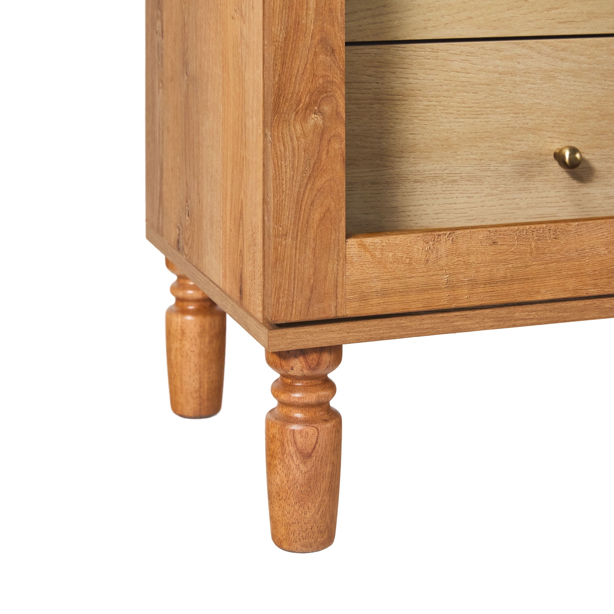 Walker Edison Modern Arched Bookshelf Tall Glass Door Cabinet with Inner Drawers, English Oak
