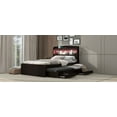 thumbnail image 3 of Dark Brown Twin XL Platform Bed - Features Storage LED Headboard, Charging Station, Twin Trundle & 2 Drawers, 3 of 20