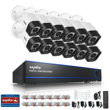 Sannce New 16CH 720P Security DVR Recorder + 2TB Hard Drive with 12pcs