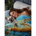 thumbnail image 3 of Ocean Turtle Twim XL Size Flat Sheet, Wrinkleproof & Fadeproof Cooling Flat Bed Sheet Only, Summer Beach Underwater Coral Fish Sea Breathable Soft Bedding Top Sheets 66 x 102 Inches, 3 of 8