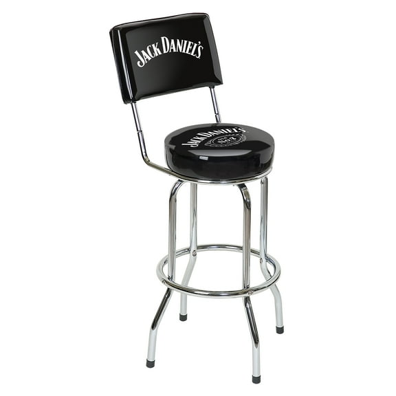 Jack Daniel’s Old No. 7 Branded Chrome Plated Swivel Bar Stool w/ Backrest